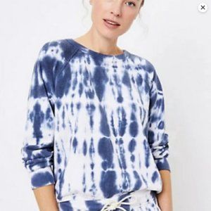 Lou & Grey Blue White Tie Dye Crew Neck Sweatshirt Cotton Blend SP 2021 S
